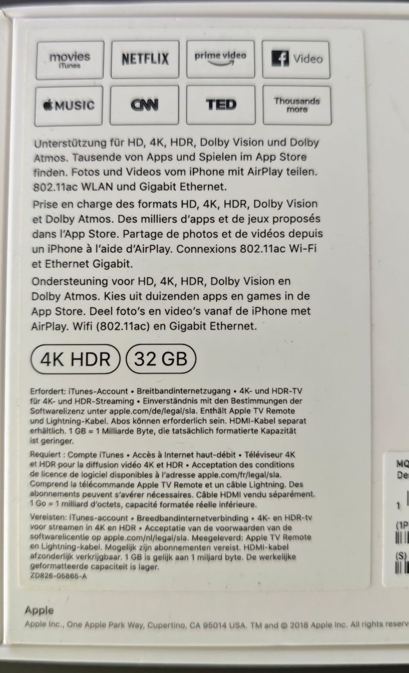 Apple Lettore multimediale & Streamer: Apple TV 4K 32GB – Usato da Uster venduto da trinas71 2
