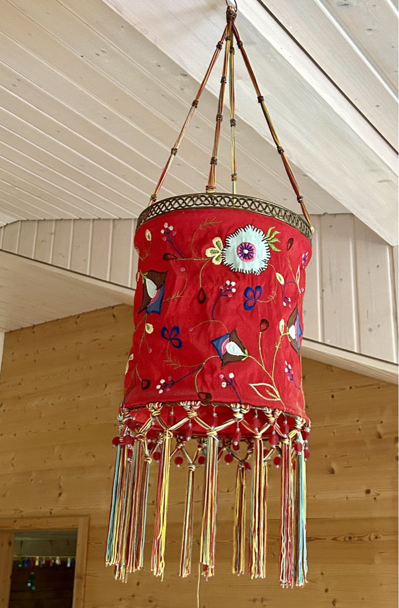 Lampenschirme: Rote Stoff Hängelampe Vintage Boho Ethno Lampenschirm – Neu (gemäss Beschreibung) aus Gais von FidelCastro2 1