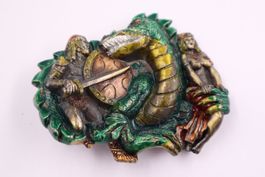 1984 Gürtelschnalle Ritter Drache Frau