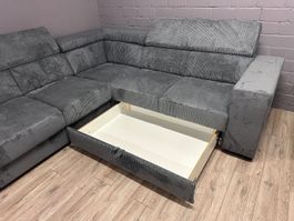 ECKSOFA "FEWA" SAMTKORD GRAU MADE IN EUROPE SUMMER SALE%