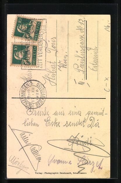 Ansichtskarten: Schaffhausen, Café-Conditorei Aug. Gr – Gebraucht aus Berlin von bartko-reher 1
