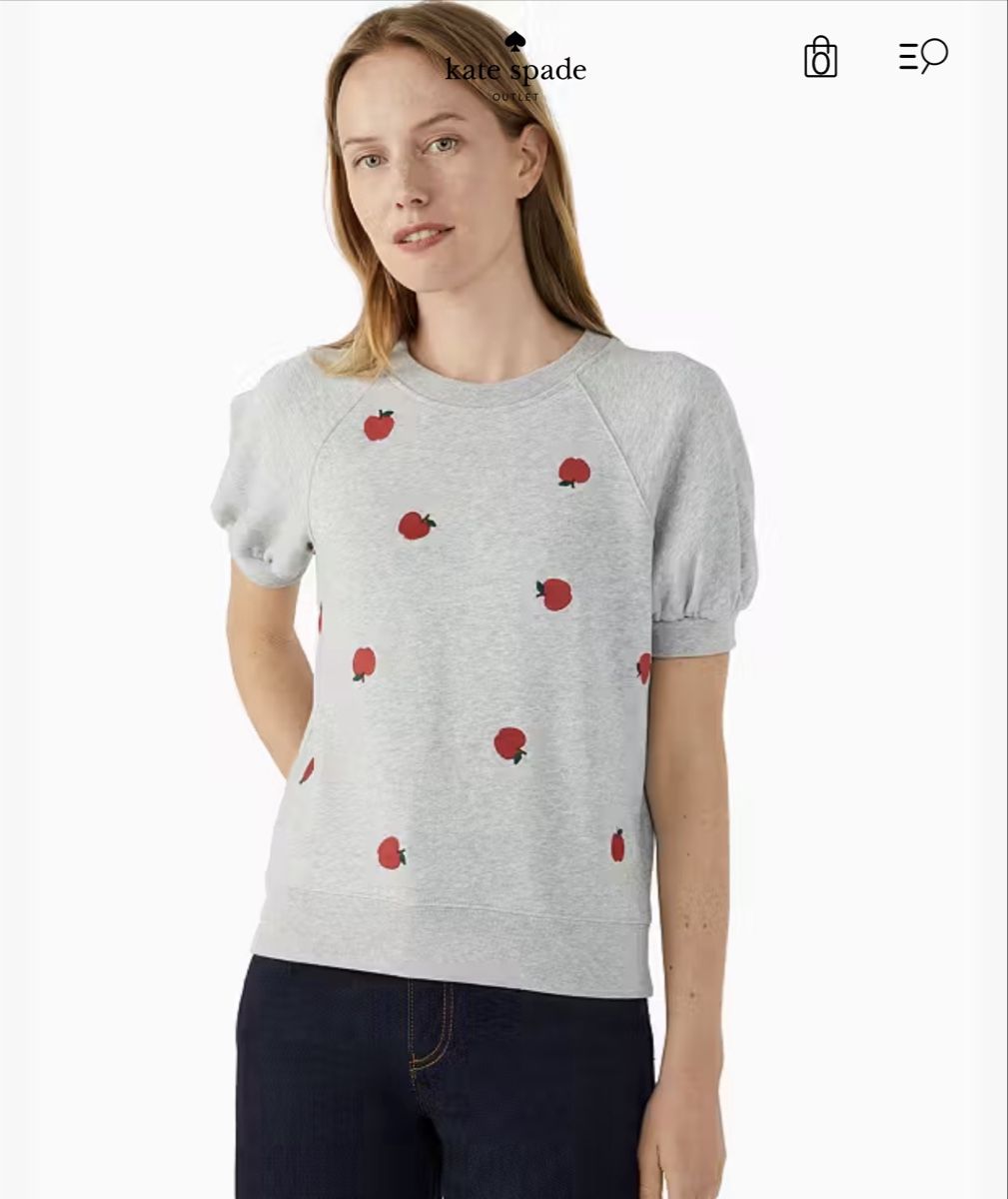 Kate Spade Maglioni & Felpe: KATE SPADE Pullover grau Apfelmuster Grösse L kurzarm – Usato da Zürich venduto da nadin.nadin2 5