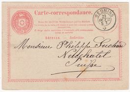 BEGNINS auf erster Ganzsachen-Postkarte nach NEUCHÂTEL