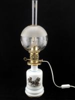Lampe a petrole porcelaine et globe Öllampe um 1830