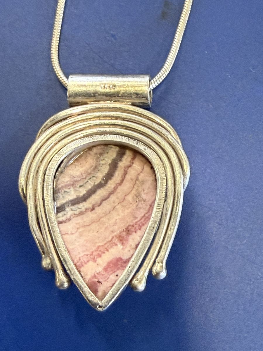 Catenine: Wunderschöne Halskette mit rosa Stein, 925 Silver – Usato da Strengelbach venduto da RaenAntikDesign 4