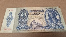 Alte Ungarische 20 Pengo Banknote 1941 selten