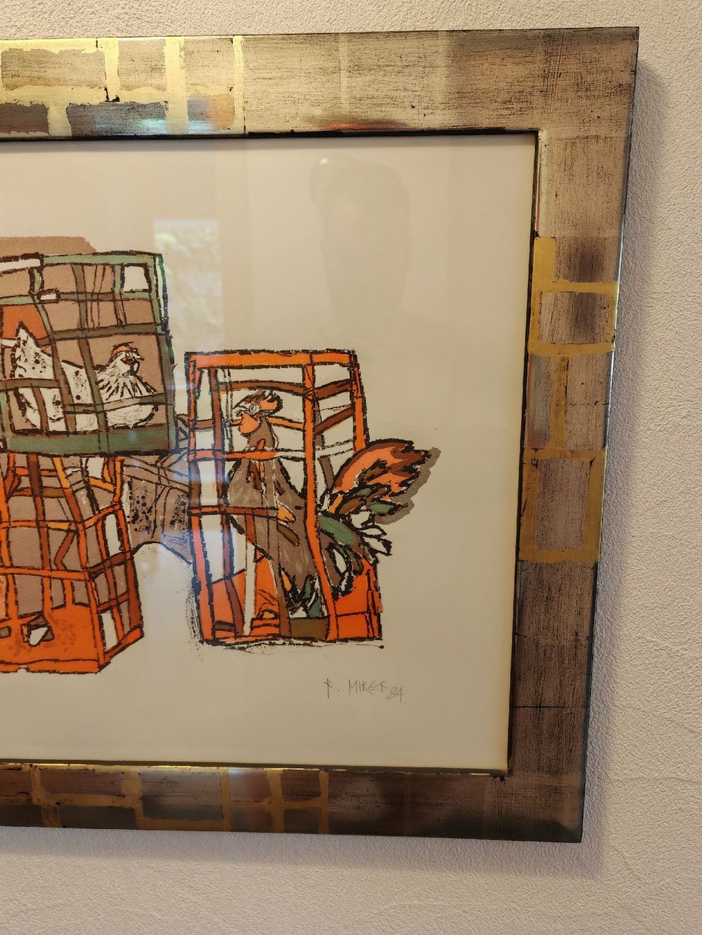 Grafica & Litografie: R. Mirer, 1984, Hühner im Käfig – Usato da Rotkreuz venduto da Pabloescobar 2