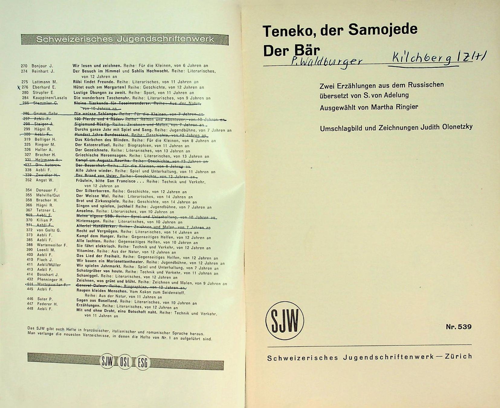 Libri: SJW 539 Teneko der Samojede EA 1955 – Usato da Reitnau venduto da Zaomir 1