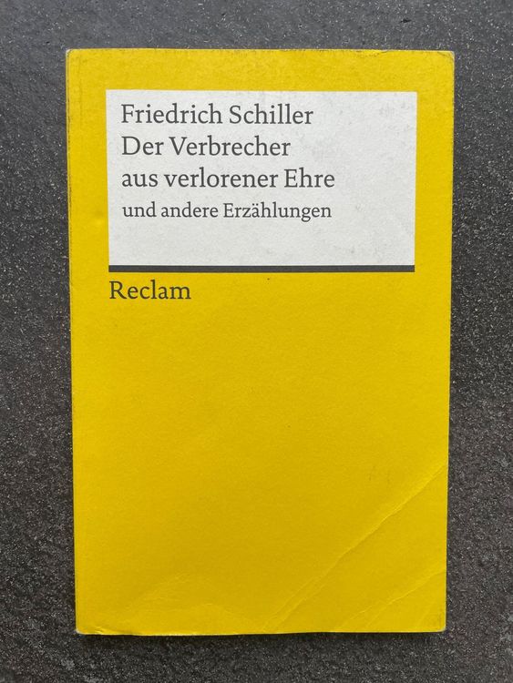 Der Verbrecher aus verlorener Ehre, von Friedrich Schiller (Gebraucht ...