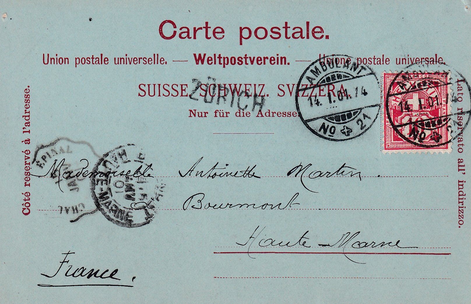 Cartoline postali: Adliswil   ZH  -  Mondschein-Litho     um 1901 – Usato da Brig venduto da Valcards54 1