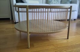 Rund Couchtisch Holz mit Ablage (Neu)