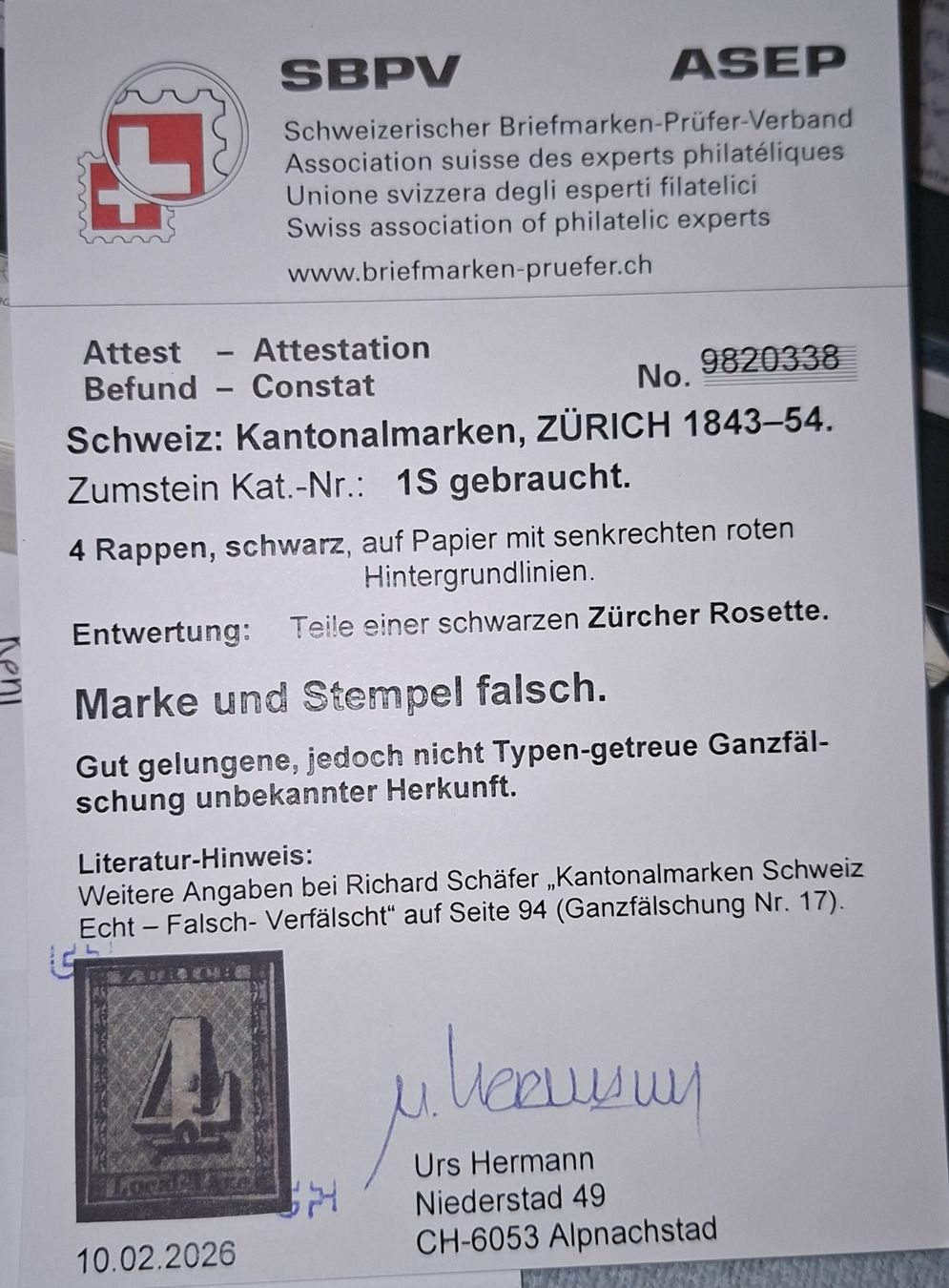 Tutti i francobolli: Lot diverser Fälschungen 13 Stk – Usato da Balgach venduto da SIMEON27 8