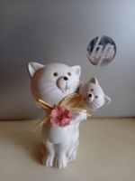 Deko  Katzenfigur mit Baby, Sammelstück