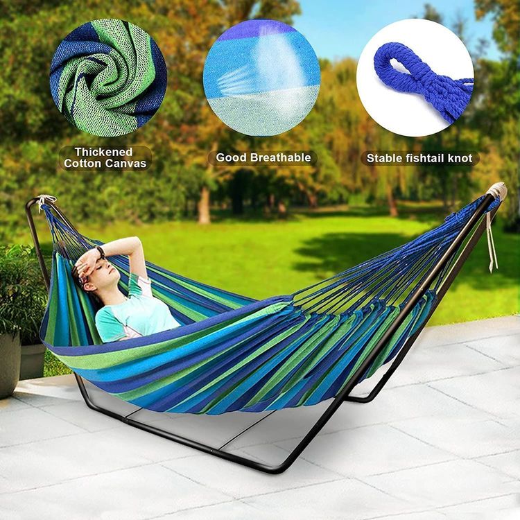 Doppel Hängematte mit Gestell Outdoor, Baumwolle mit Tasche Kaufen