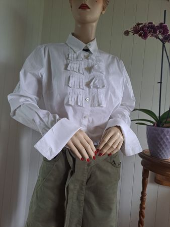 ALGO OF SWITZERLAND Rüschenbluse Bluse 40 42 M L Hemdbluse