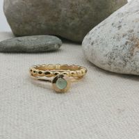 Edelstahl & Silber Prehnite Ring SET Ringgrösse 60