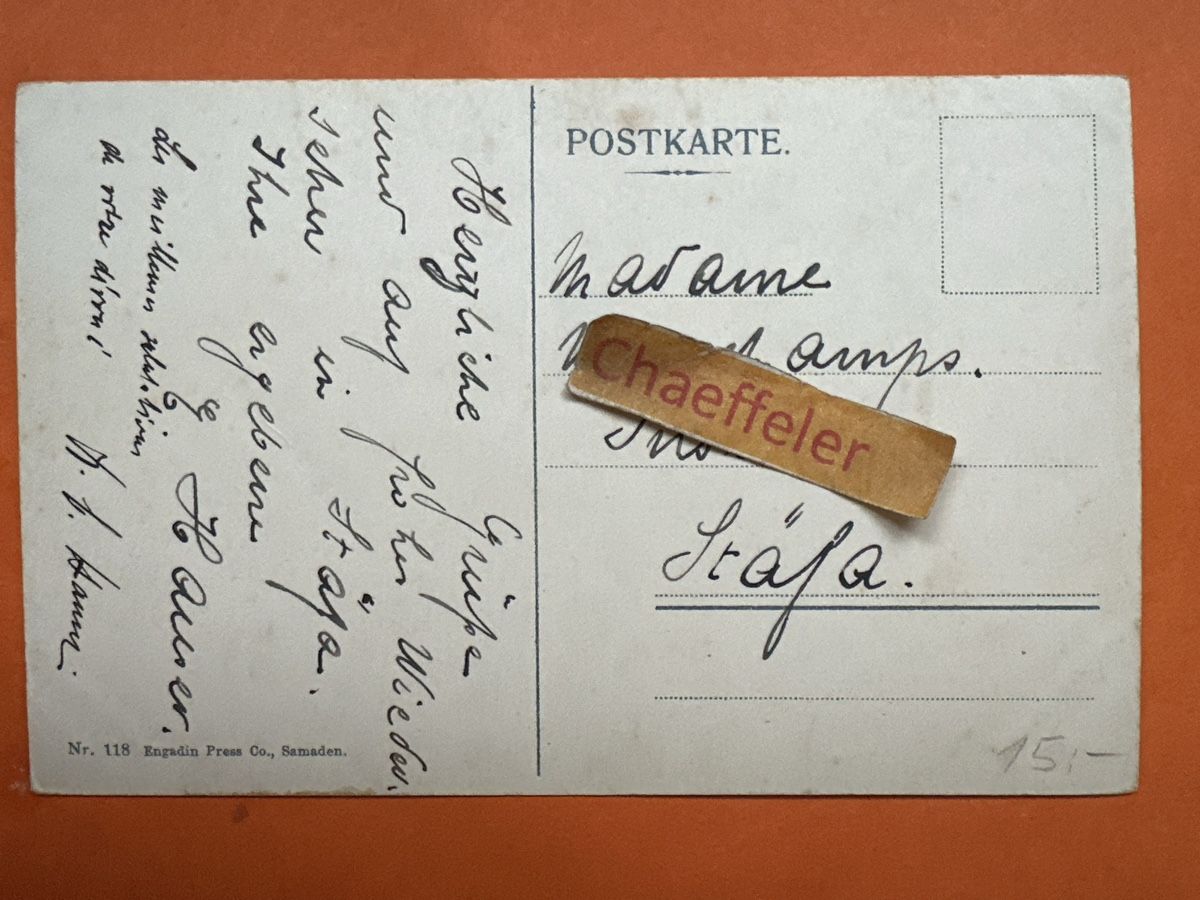 Ansichtskarten: Originale alte Ansichtskarte St. Moritz-Bad, Graubünden – Gebraucht aus Zürich von Chaeffeler 1