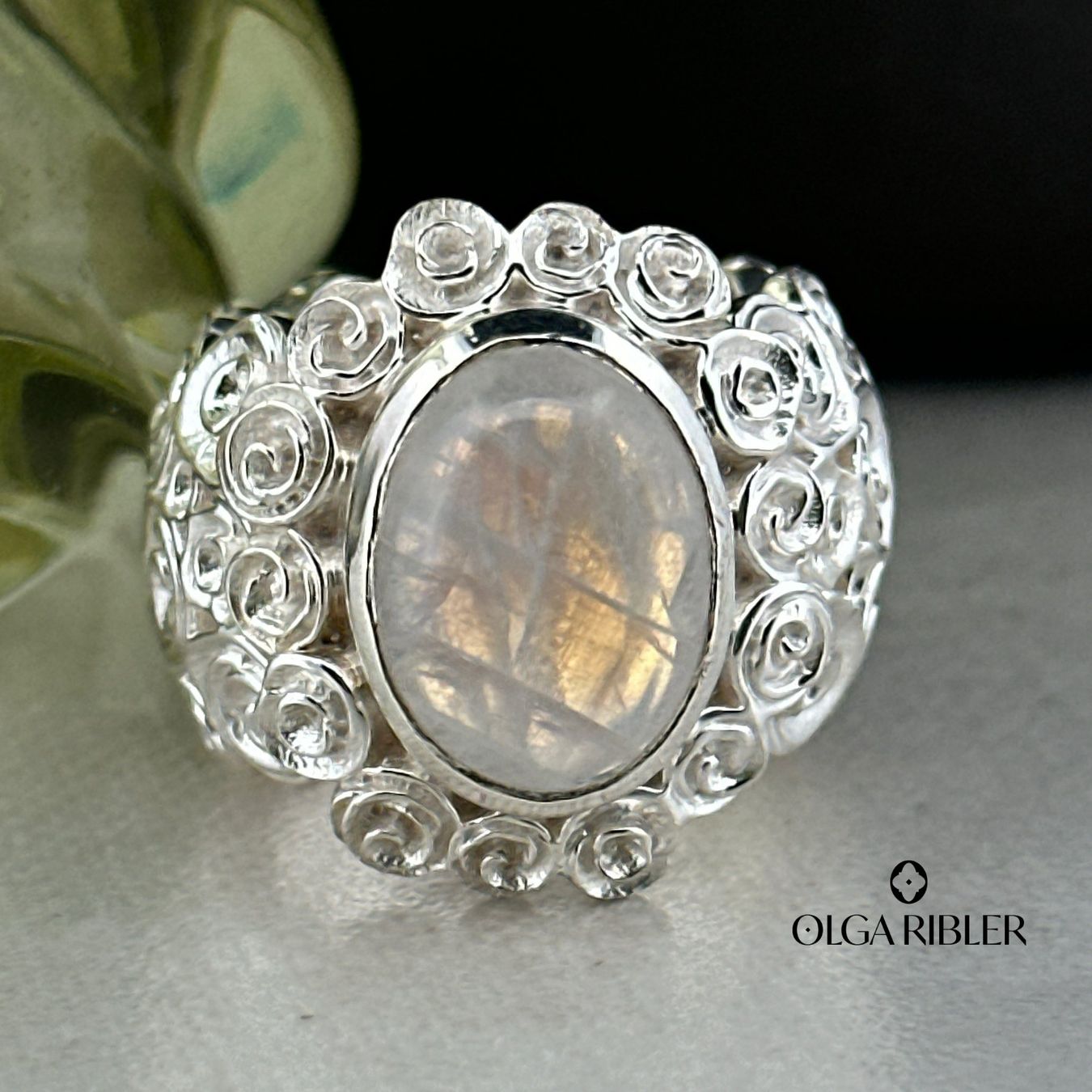 Olga Ribler Anelli: Mondstein Ring 925 Sterling Silber Grösse 62 – Nuovo (secondo la descrizione) da Luzern venduto da Schmuckoutlet 5