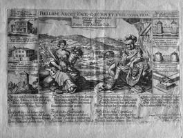 Johann Meyer, Neujahr Kupferstich, 1703, Bellum Arcet ...