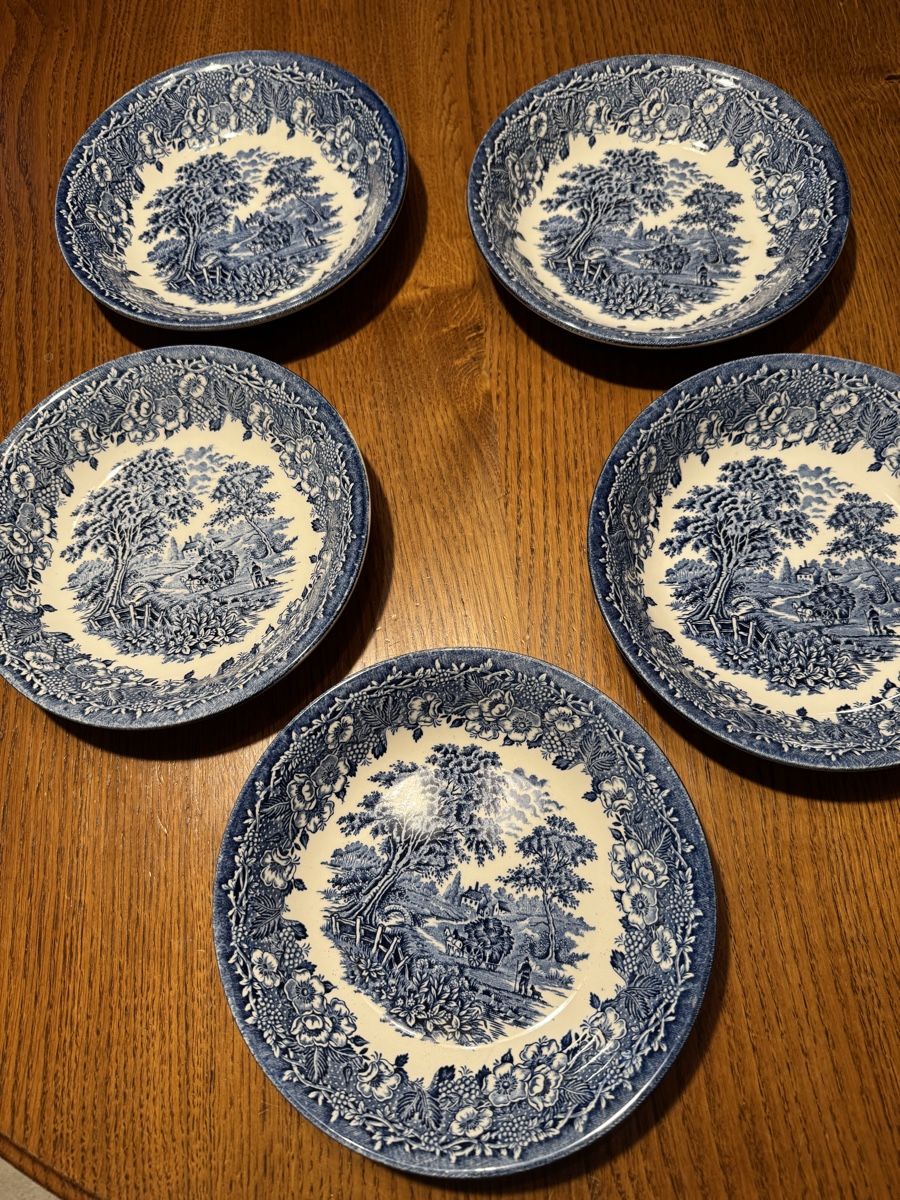Teller: Vintage 5 assiettes à soupe – Gebraucht aus Montsevelier von ber_88db