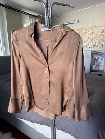 Satin Bluse Zara Bronze Gr. S
