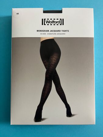 Wolford MONOGRAM JACQUARD TIGHTS, Gr.XS, Farbe Schwarz