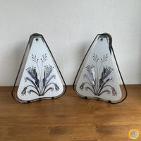 Vintage Floral Glas Wandlampen 2er Set Mid Century