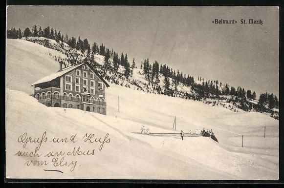 Cartes postales: AK St. Moritz, Haus Belmunt mit Eisbahn – D'occasion à Berlin par bartko-reher
