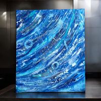 Abstraktes Acrylgemälde „Tanz der Wellen" 50x60cm Original