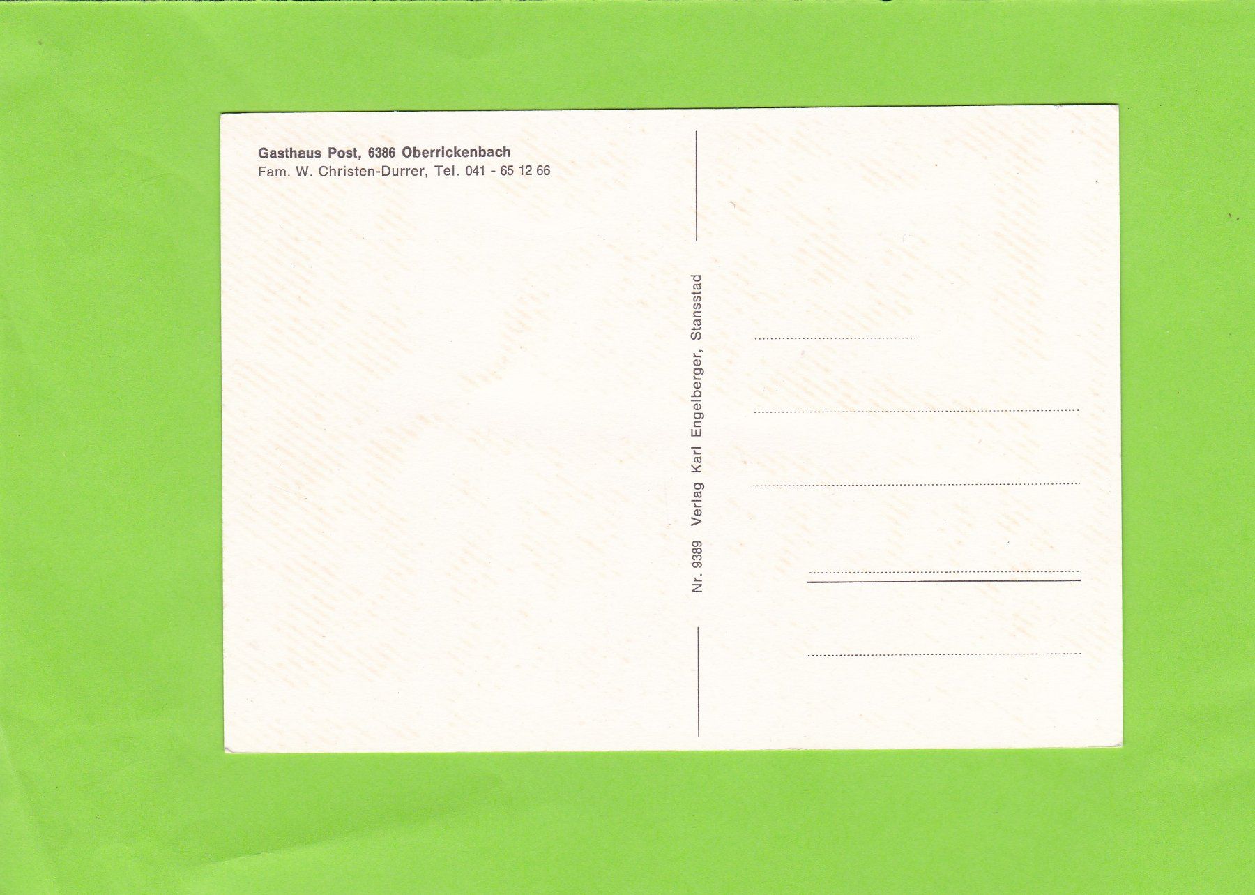 Cartoline postali: Gasthaus Post, 6386 Oberrickenbach – Usato da St. Peterzell venduto da neckertal 1