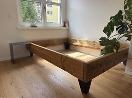 Bett "Amit" 140x200 aus Bauholz und Stahl (UpCycle Berlin)