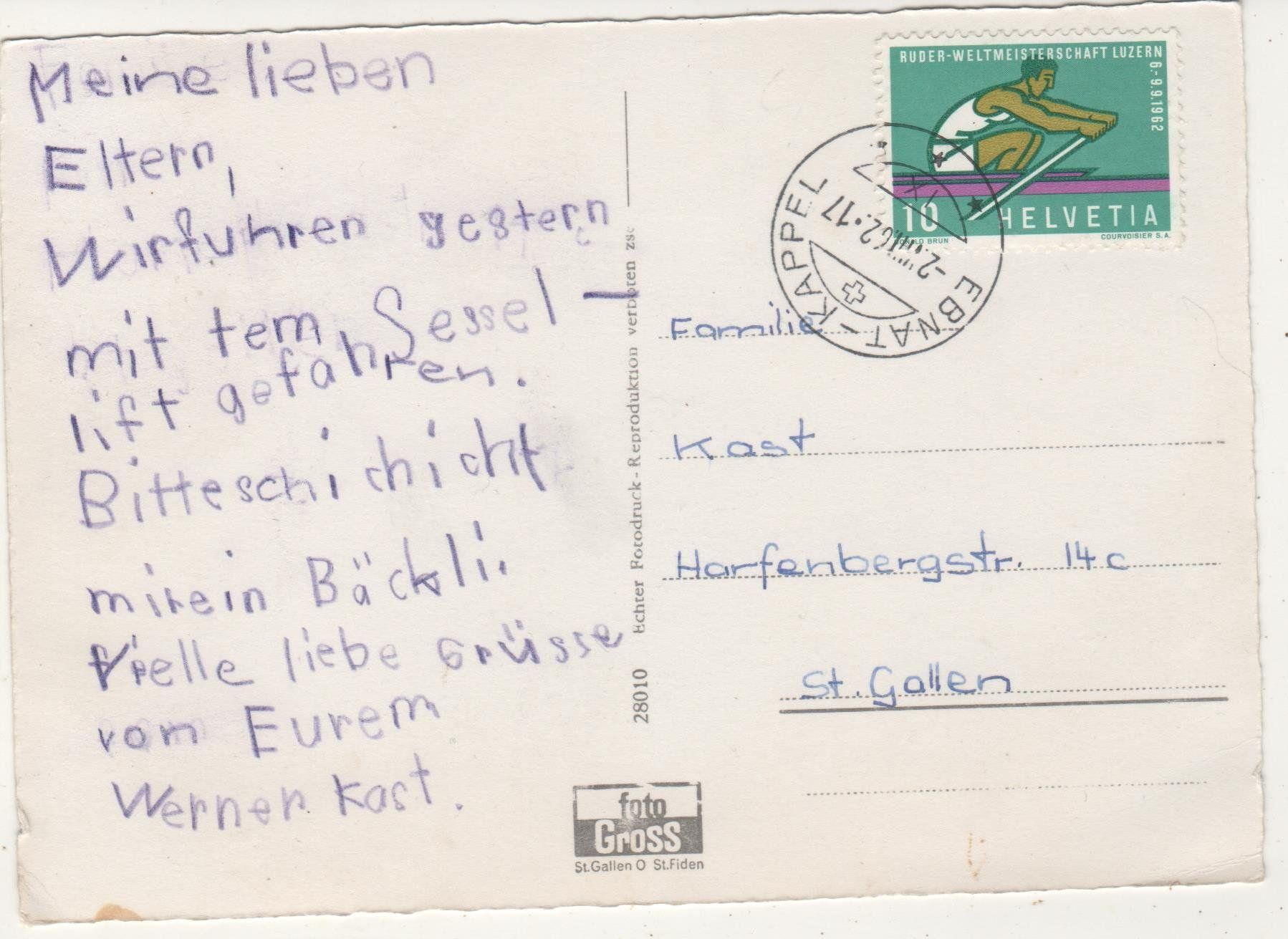 Cartoline postali: Ansichtskarte Ebnat-Kappel mit Schindelberg + Churfirsten – Usato da Remetschwil venduto da Hofiii 1
