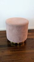 Runder Samt-Hocker in Rosa mit Metallfuß  40 × 40 cm