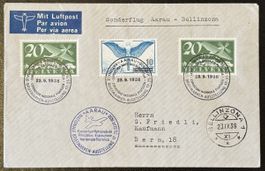 Schweiz 1938 Sonderflug Aarau Bellinzona Flugpostbrief