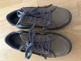 Joya Halbschuh grau mit Schnürung und Reissverschluss