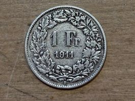 Historische Schweizer Münze 1 Fr. - 1911 Silber
