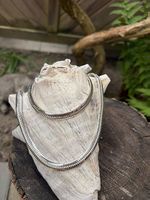 Unisex Set silberfarbene Halskette und Armband