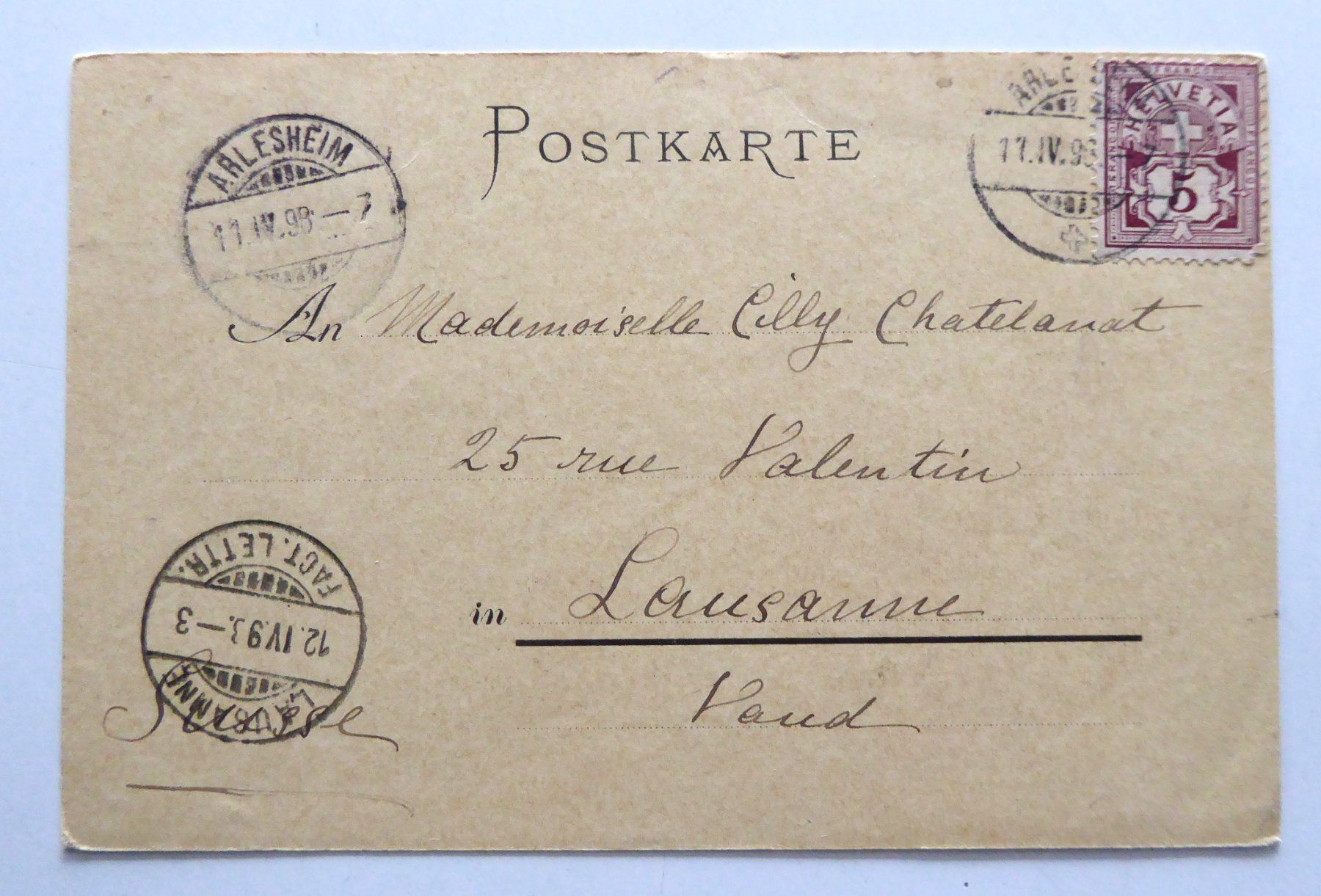 Cartoline postali: AK Gruss aus Arlesheim 1898 – Usato da Aesch BL venduto da Kauri1 1