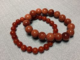 Goldener Sandstein + Rote Jade - Edelstein Armbänder
