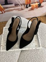 Slingback Pumps schwarz mit Schleife Grösse 37