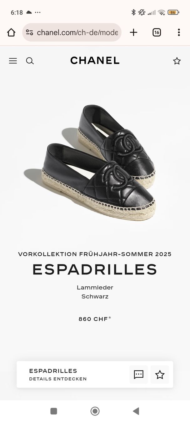 Chanel Chaussures femmes: CHANEL Espadrilles Lammleder schwarz – D'occasion à Erlenbach ZH par nlh 6