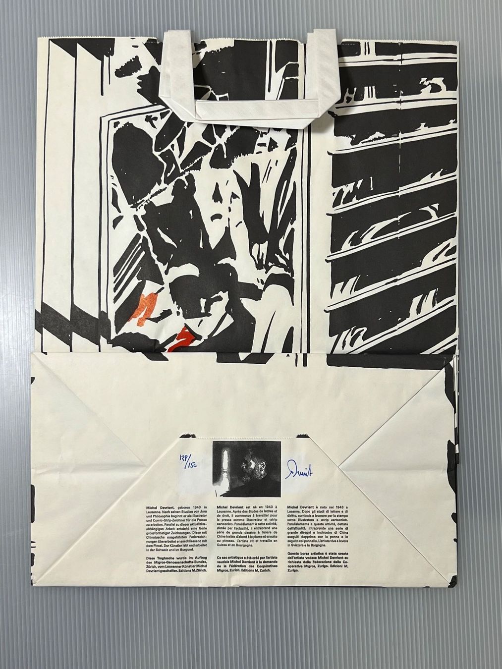 Grafiken & Lithographien: Original Michel Devrient Migros Tragetasche Kunst signiert – Gebraucht aus Vaduz von Unikate-Markt 1