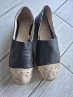 Espadrilles MAX en cuir noir et beige, taille 37 Neuves!
