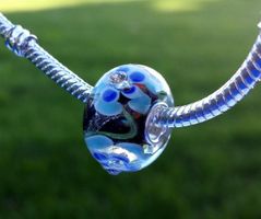 Lampwork Schwarze Glasperle mit Strass Glass Bead