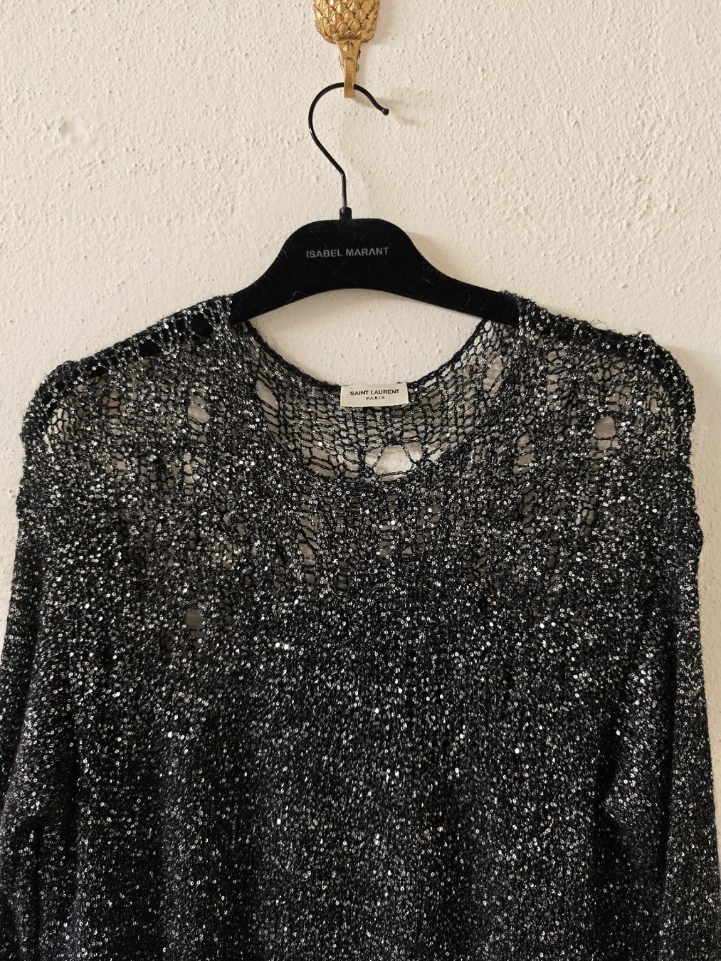Saint Laurent Maglioni & Felpe: SAINT LAURENT Strickpullover Minipailetten Netz – Usato da Erlenbach ZH venduto da nlh 1