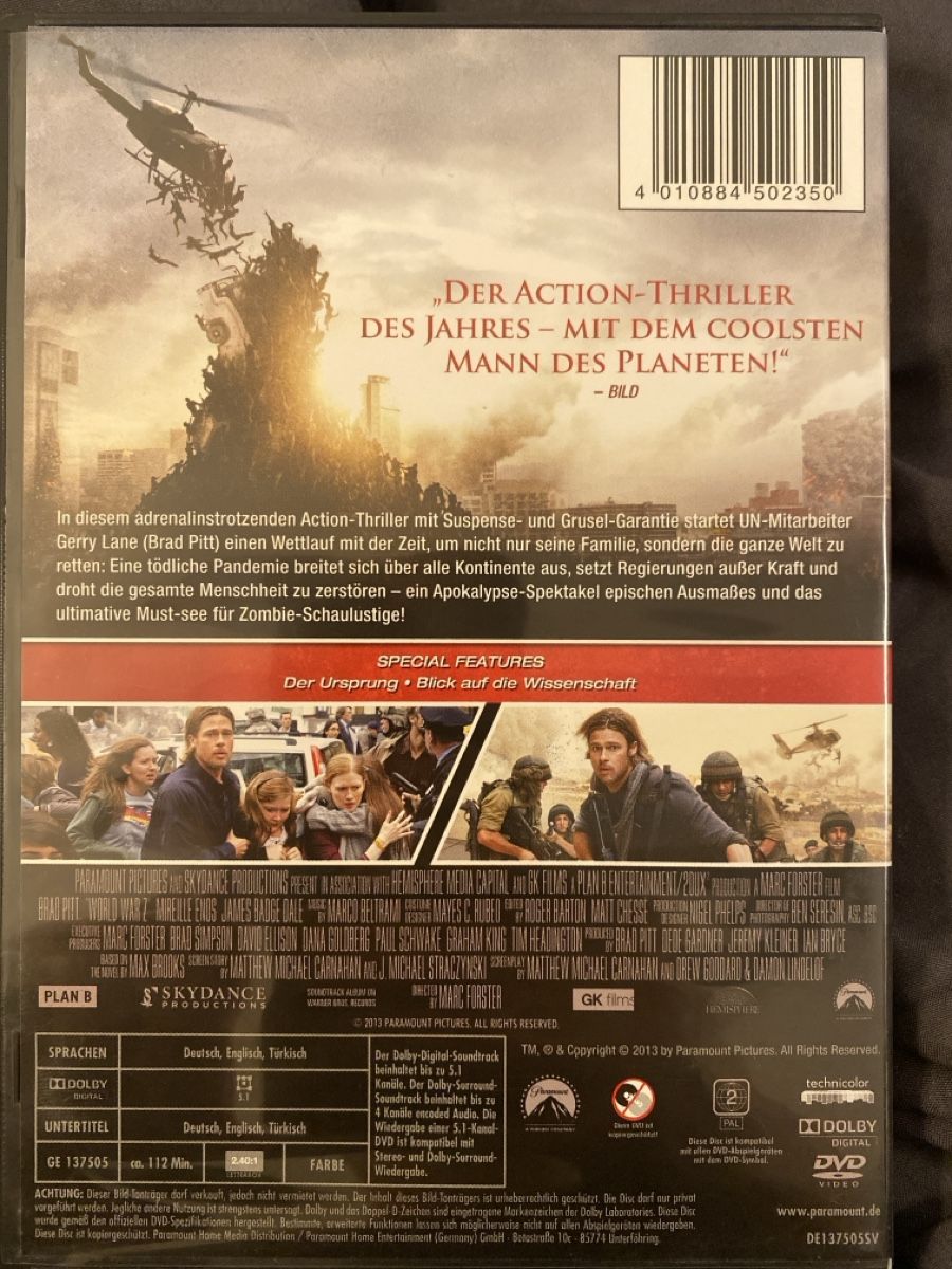 Tous les DVDs: World War Z – D'occasion à Gasel par Ntomate 1