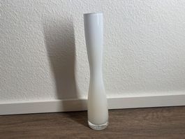 Vase aus Glas handgemacht schmal weiss ca. 28 cm hoch