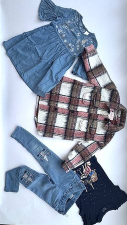 Mädchen Kleider (Hemdjacke, Jeans, Kleid) 110/116
