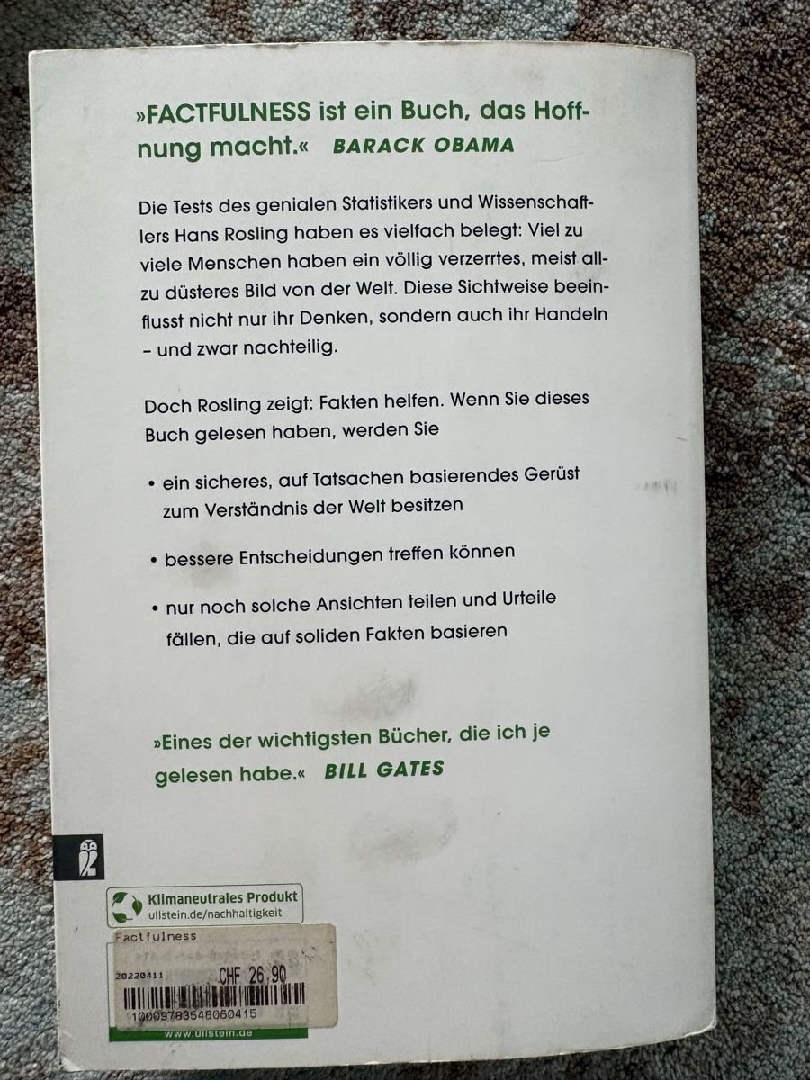 Bücher: Buch Factfulness Hans Rosling – Gebraucht aus Belp von Hugoboss8 1