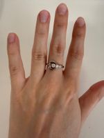Silber Ring 925 + CCF: Herz mit 3 weisse Steine